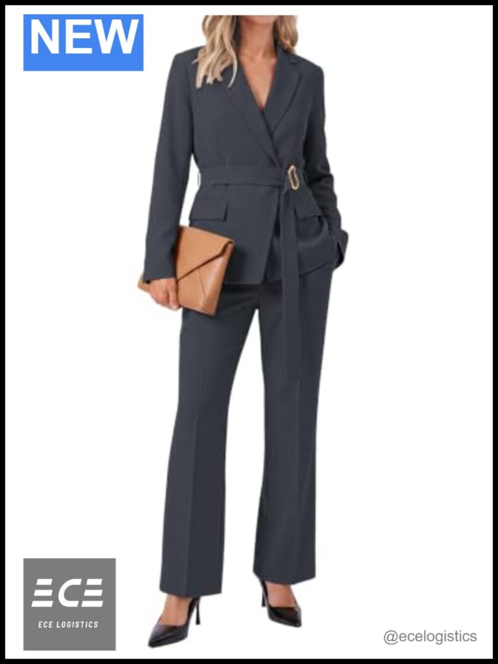2 Piece Blazer Pants Suit Set Business Casual Flared Pantsuit